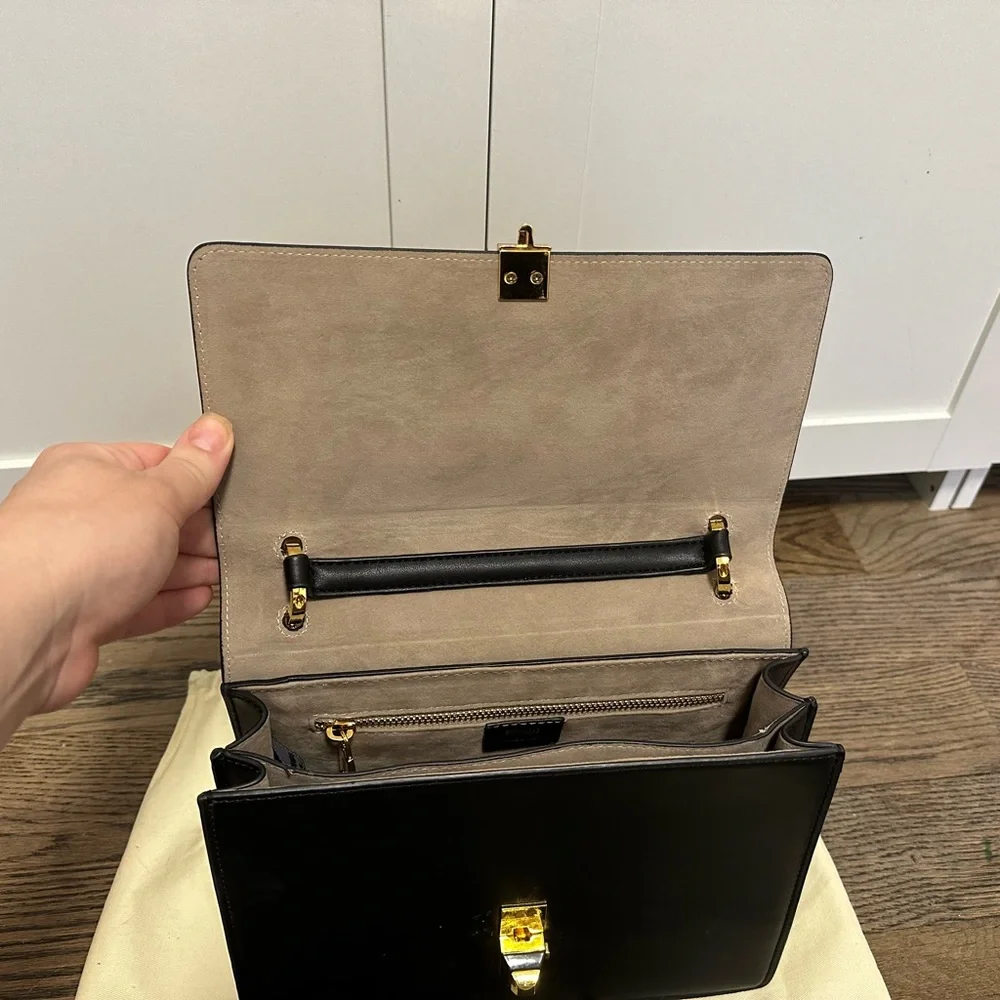 Fendi Brown and Black FF Logo Shoulder Bag with Gold Hardware - Picture 4 of 9